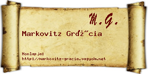 Markovitz Grácia névjegykártya